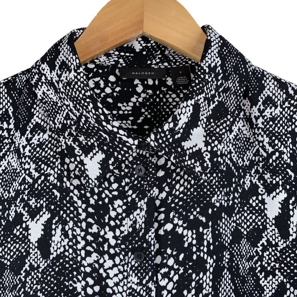 Halogen Black And White Python Print Long Sleeve … - image 2